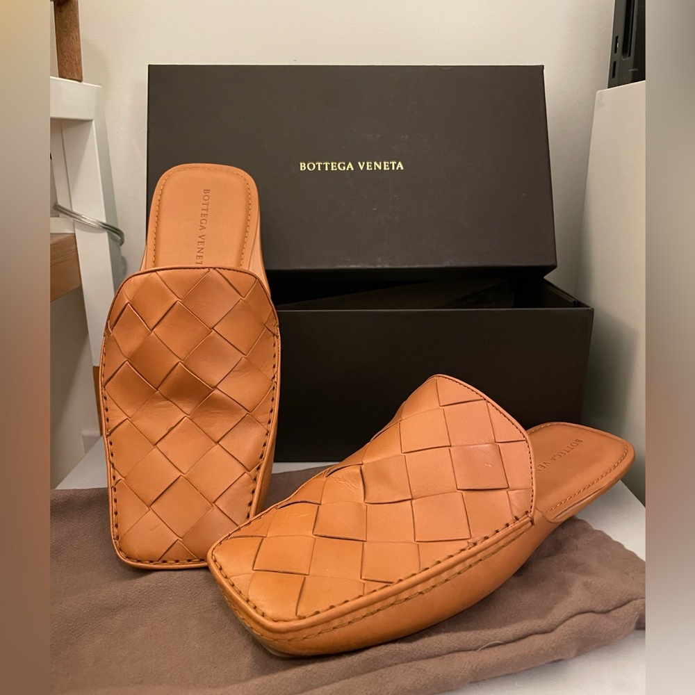 Bottega Veneta - Driving Mules - Tan Leather Intreciatto - Size 45